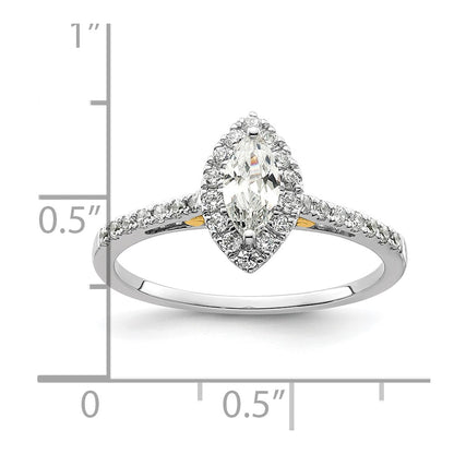 0.50ct. CZ Solid Real 14ktt Marquise Halo Engagement Ring