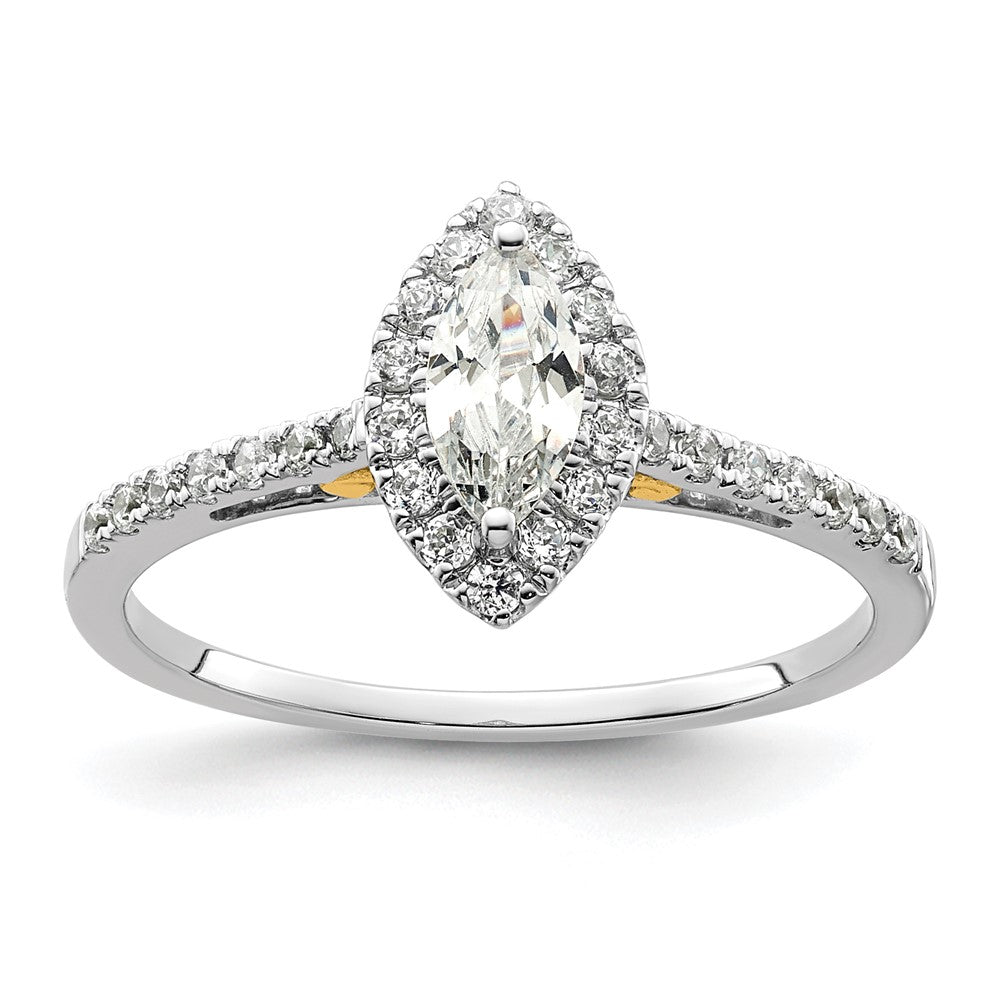 0.50ct. CZ Solid Real 14ktt Marquise Halo Engagement Ring