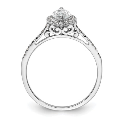 0.75ct. CZ Solid Real 14K White Gold Marquise Halo Engagement Ring