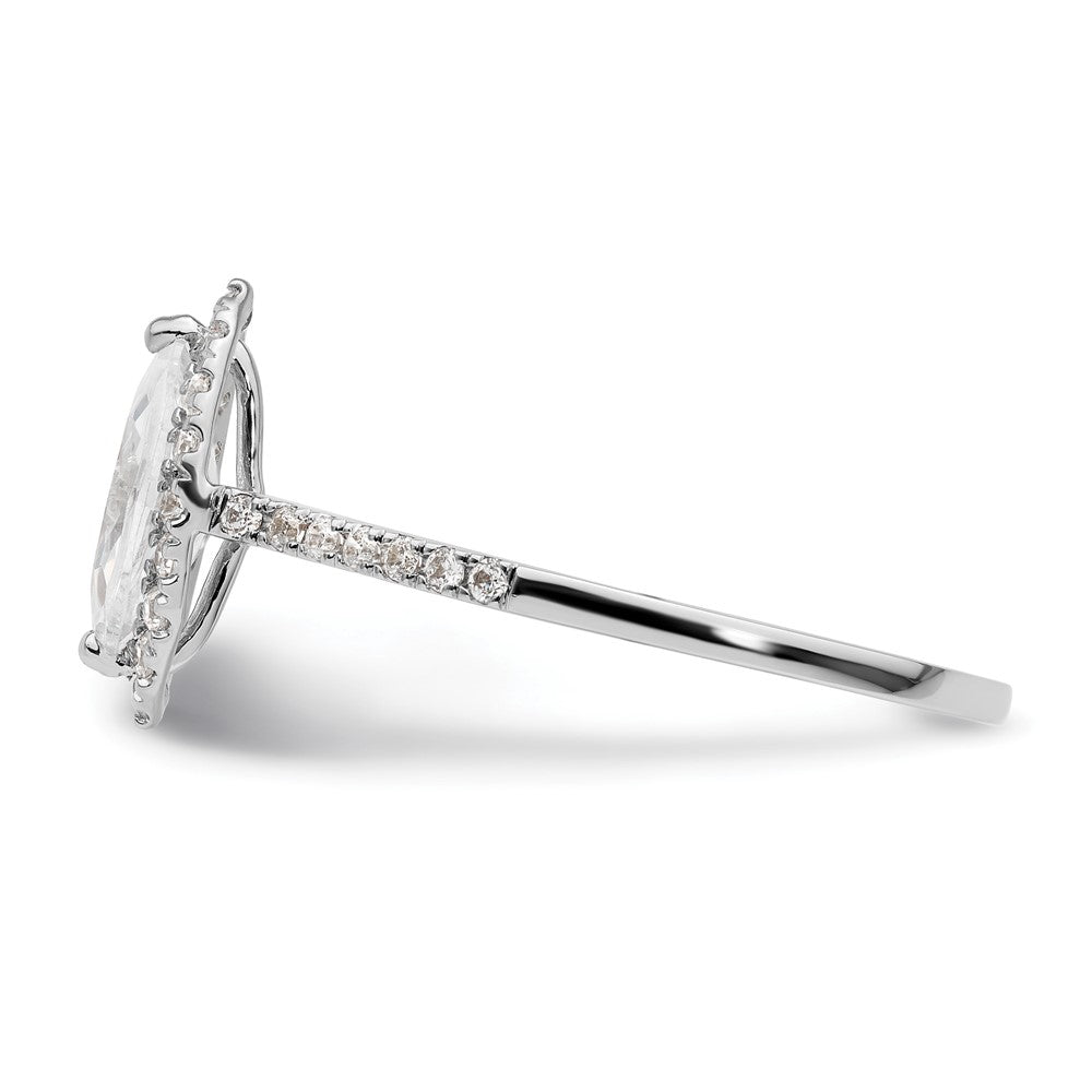 0.75ct. CZ Solid Real 14K White Gold Marquise Halo Engagement Ring