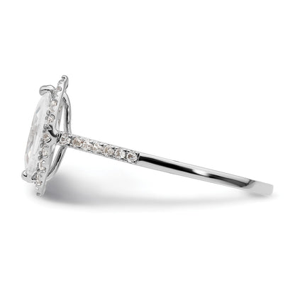 0.75ct. CZ Solid Real 14K White Gold Marquise Halo Engagement Ring