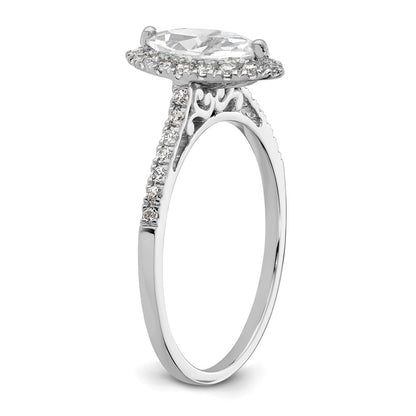 0.75ct. CZ Solid Real 14K White Gold Marquise Halo Engagement Ring