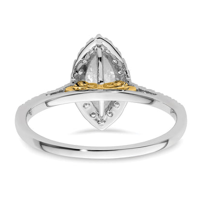 0.75ct. CZ Solid Real 14ktt Marquise Halo Engagement Ring