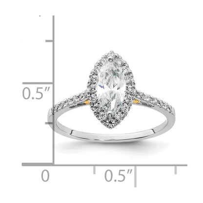 0.75ct. CZ Solid Real 14ktt Marquise Halo Engagement Ring