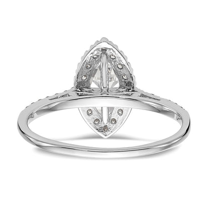 1.00ct. CZ Solid Real 14K White Gold Marquise Halo Engagement Ring