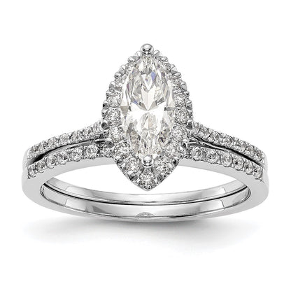 1.00ct. CZ Solid Real 14ktt Marquise Halo Engagement Ring