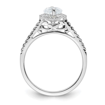 1.50ct. CZ Solid Real 14K White Gold Marquise Halo Engagement Ring