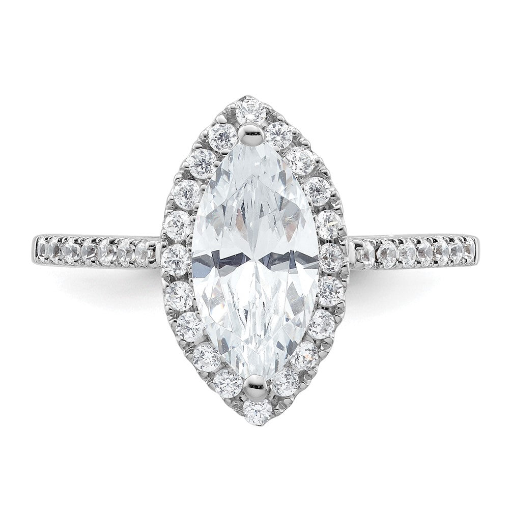 1.50ct. CZ Solid Real 14K White Gold Marquise Halo Engagement Ring