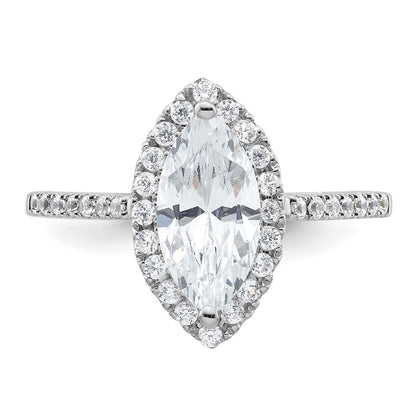 1.50ct. CZ Solid Real 14K White Gold Marquise Halo Engagement Ring