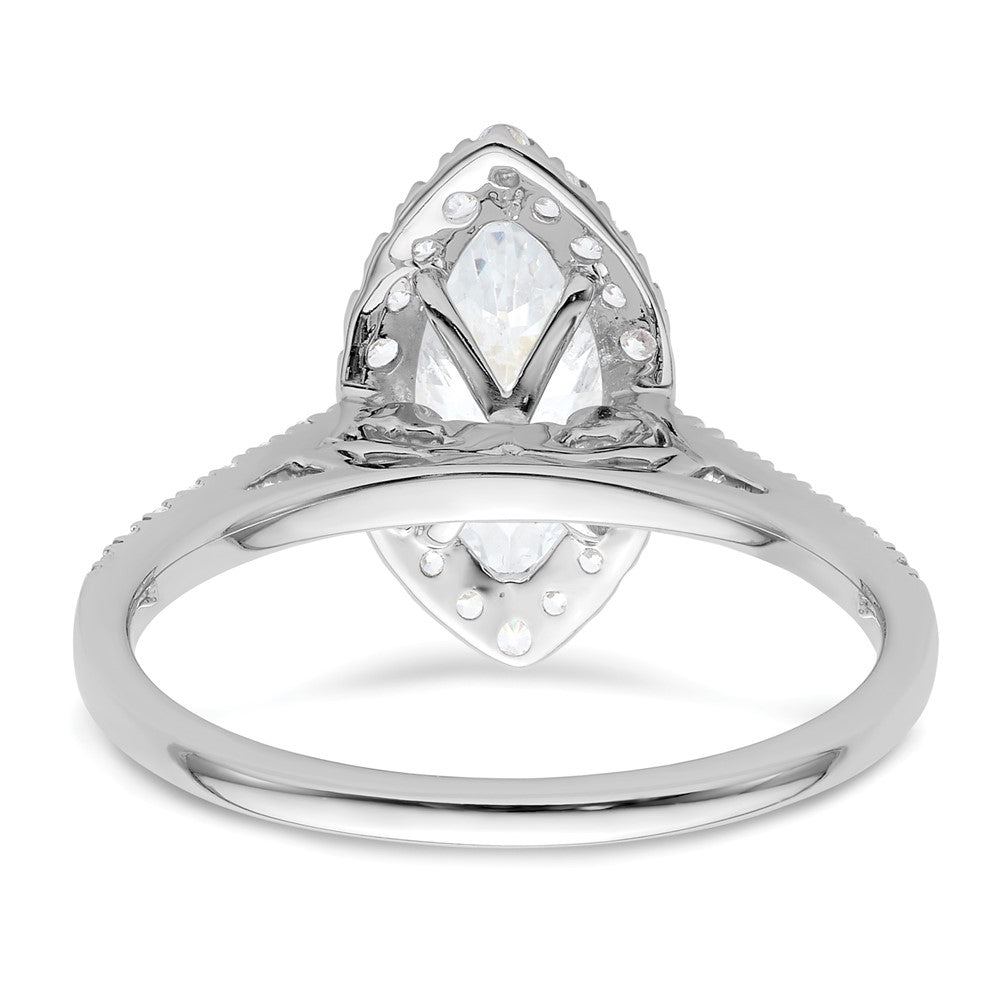 1.50ct. CZ Solid Real 14K White Gold Marquise Halo Engagement Ring