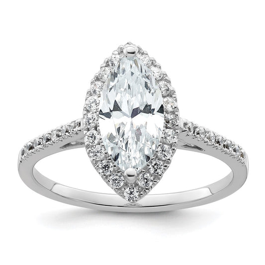 1.50ct. CZ Solid Real 14K White Gold Marquise Halo Engagement Ring