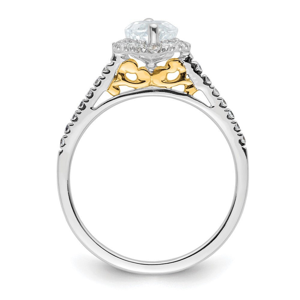 1.50ct. CZ Solid Real 14ktt Marquise Halo Engagement Ring