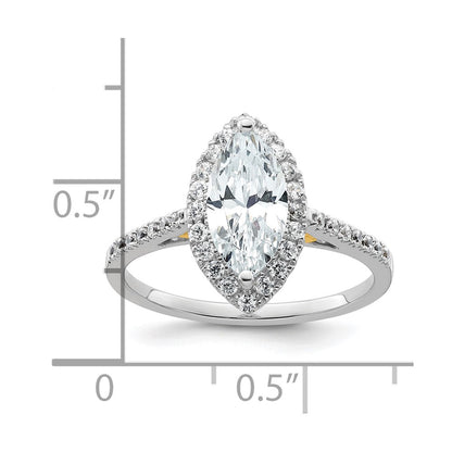 1.50ct. CZ Solid Real 14ktt Marquise Halo Engagement Ring