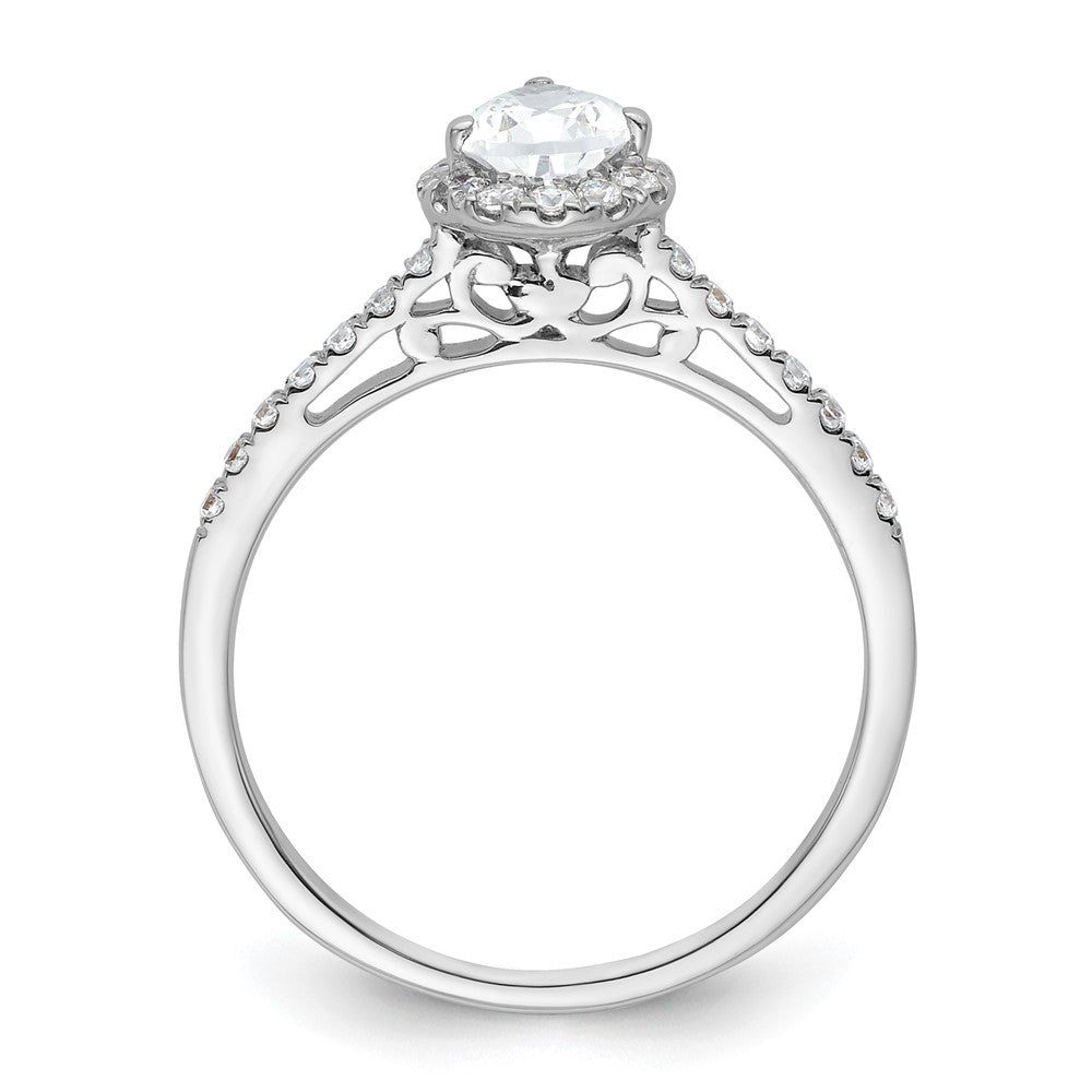 14K White Gold Halo (Holds 3/4 Carat (7X5mm) Pear Center) 1/4 Diamond Semi Mount Engagement Ring