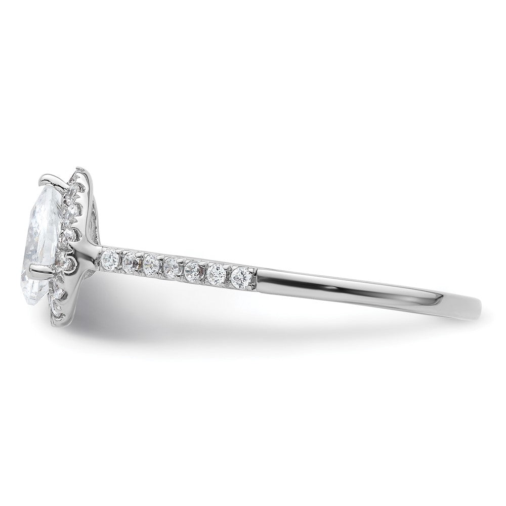 14K White Gold Halo (Holds 3/4 Carat (7X5mm) Pear Center) 1/4 Diamond Semi Mount Engagement Ring