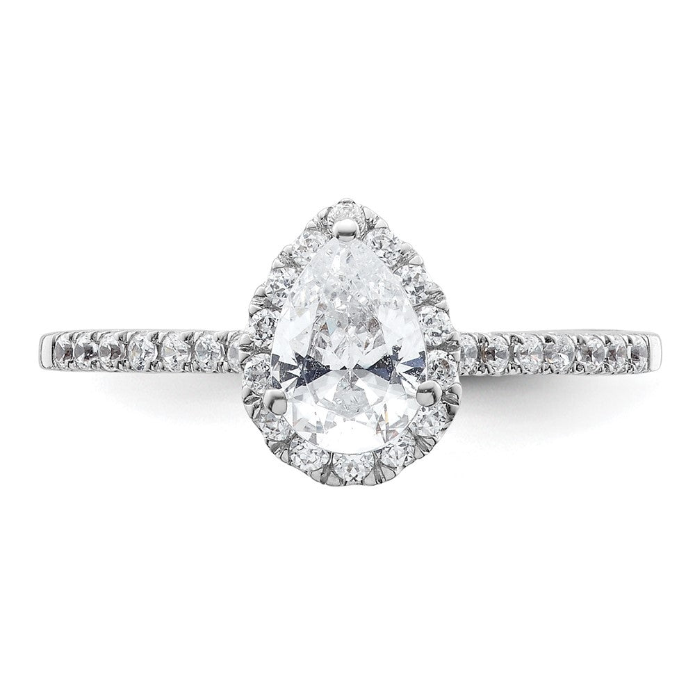 14K White Gold Halo (Holds 3/4 Carat (7X5mm) Pear Center) 1/4 Diamond Semi Mount Engagement Ring
