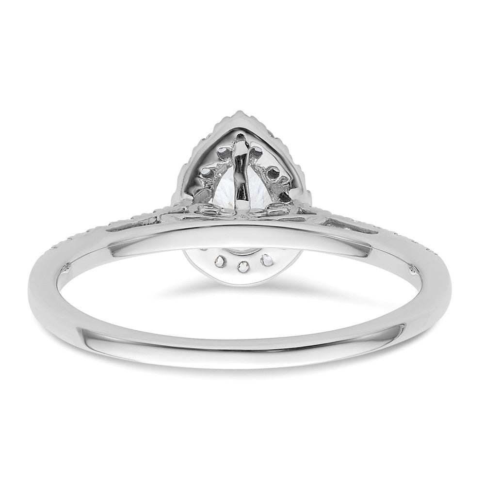 14K White Gold Halo (Holds 3/4 Carat (7X5mm) Pear Center) 1/4 Diamond Semi Mount Engagement Ring