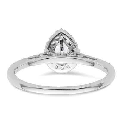 14K White Gold Halo (Holds 3/4 Carat (7X5mm) Pear Center) 1/4 Diamond Semi Mount Engagement Ring