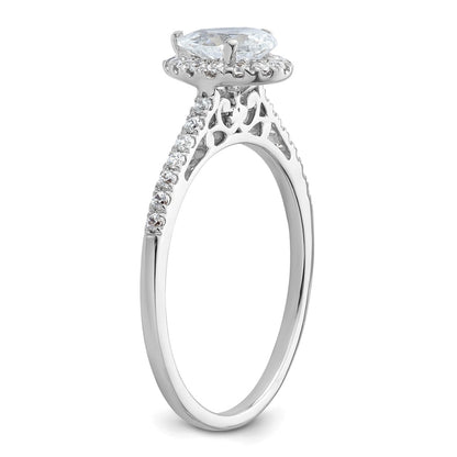 14K White Gold Halo (Holds 3/4 Carat (7X5mm) Pear Center) 1/4 Diamond Semi Mount Engagement Ring