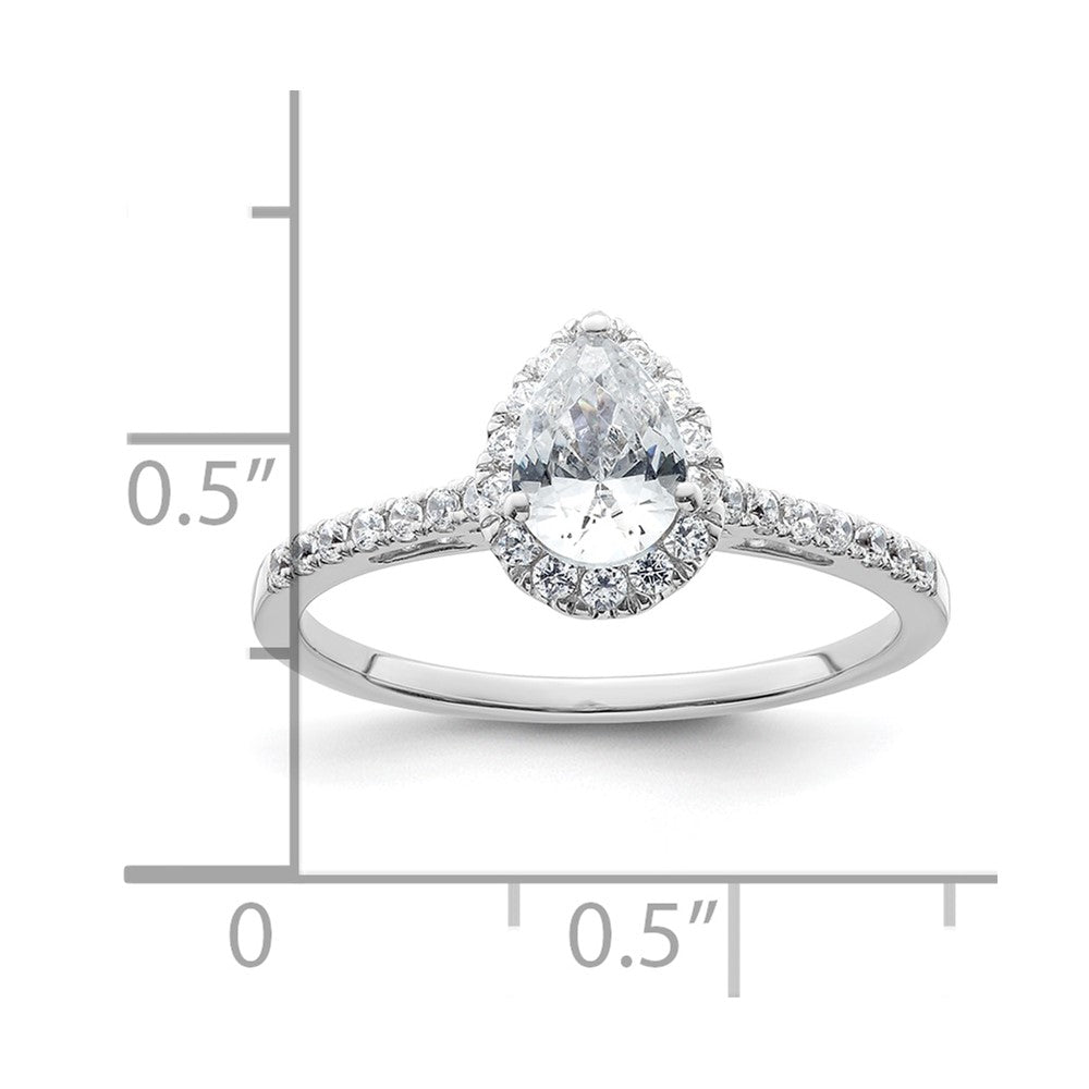 14K White Gold Halo (Holds 3/4 Carat (7X5mm) Pear Center) 1/4 Diamond Semi Mount Engagement Ring