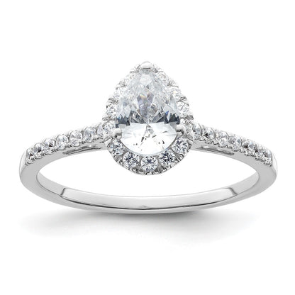 14K White Gold Halo (Holds 3/4 Carat (7X5mm) Pear Center) 1/4 Diamond Semi Mount Engagement Ring