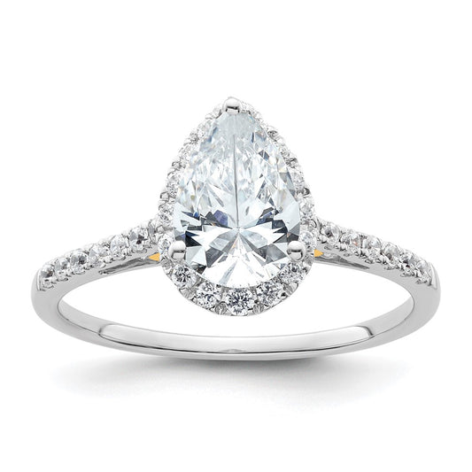 1.50ct. CZ Solid Real 14ktt Pear Halo Engagement Ring