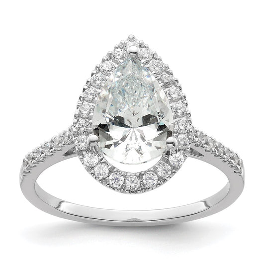 2.00ct. CZ Solid Real 14ktt Pear Halo Engagement Ring