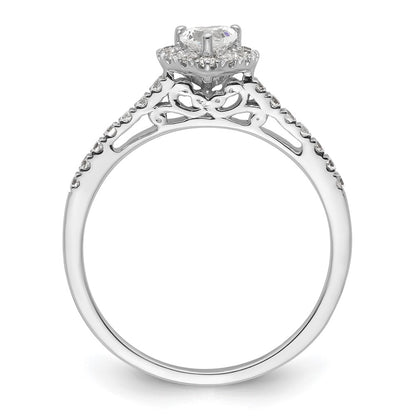 0.25ct. CZ Solid Real 14K White Gold Heart Halo Engagement Ring