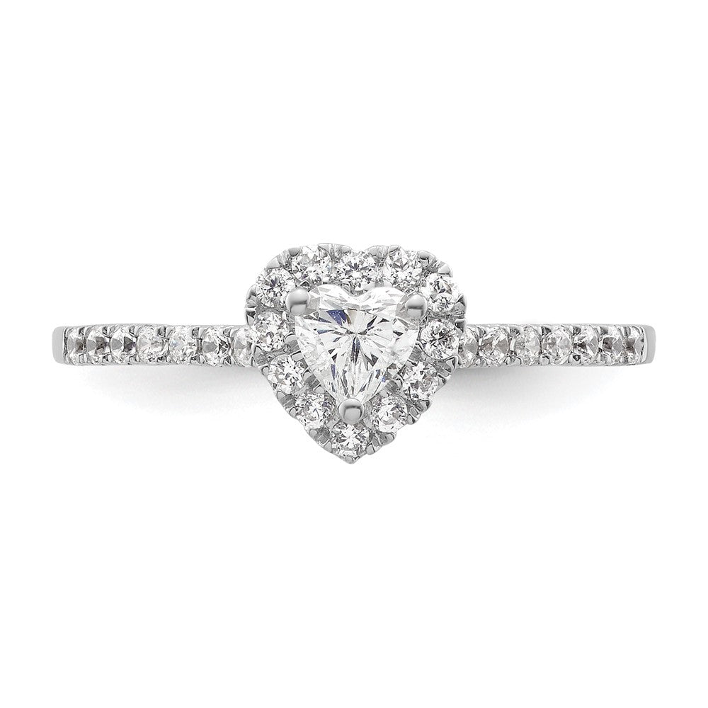0.25ct. CZ Solid Real 14K White Gold Heart Halo Engagement Ring