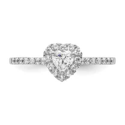 0.25ct. CZ Solid Real 14K White Gold Heart Halo Engagement Ring