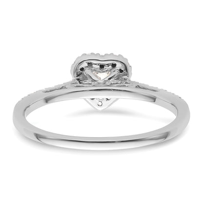 0.25ct. CZ Solid Real 14K White Gold Heart Halo Engagement Ring