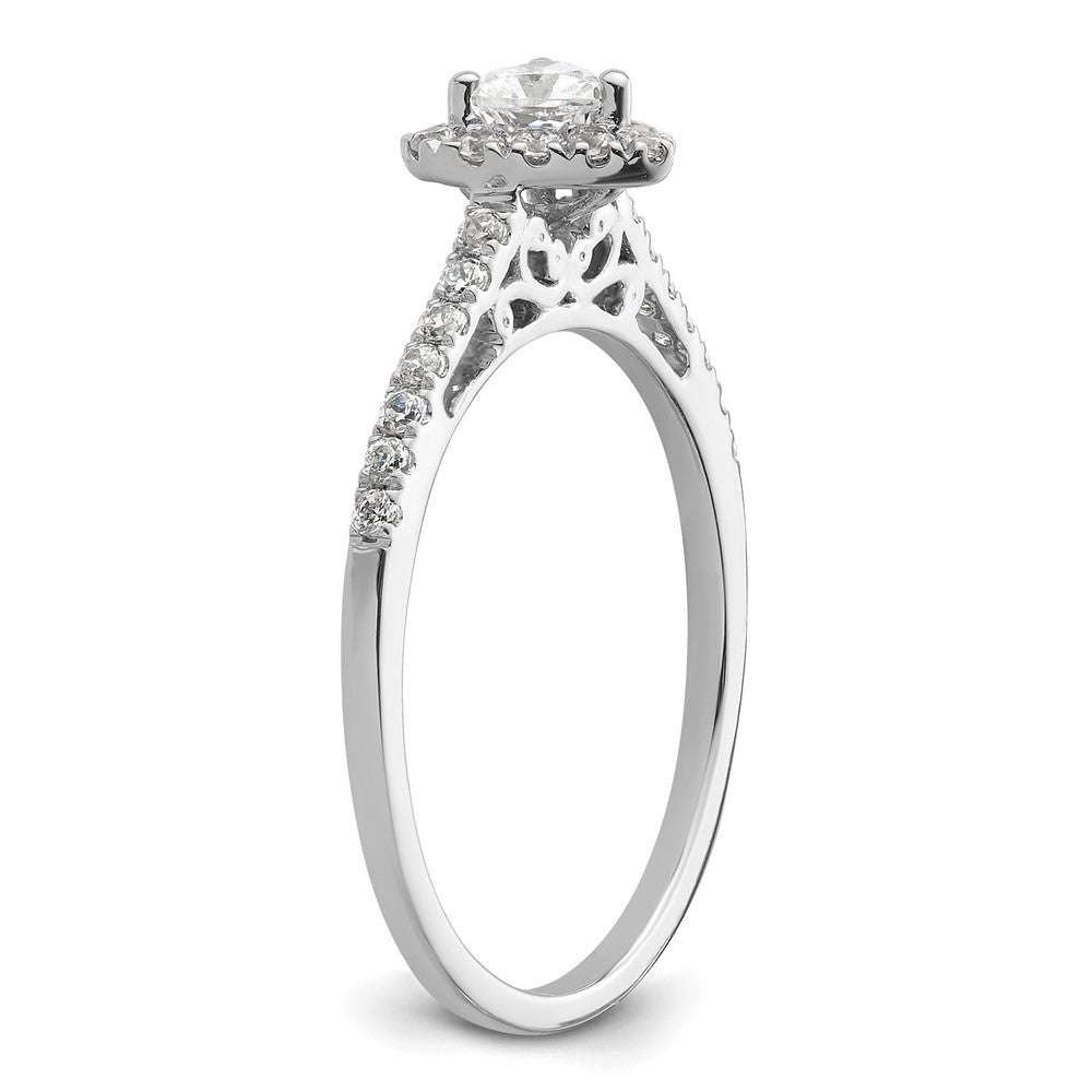 0.25ct. CZ Solid Real 14K White Gold Heart Halo Engagement Ring