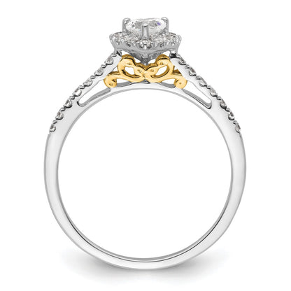 0.25ct. CZ Solid Real 14ktt Heart Halo Engagement Ring