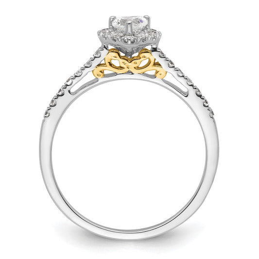 0.25ct. CZ Solid Real 14ktt Heart Halo Engagement Ring