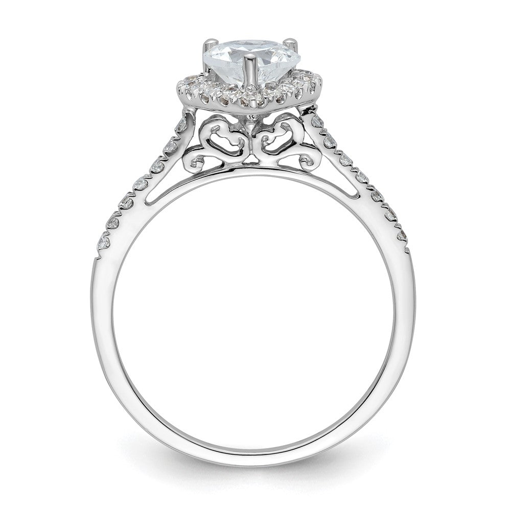 0.50ct. CZ Solid Real 14K White Gold Heart Halo Engagement Ring