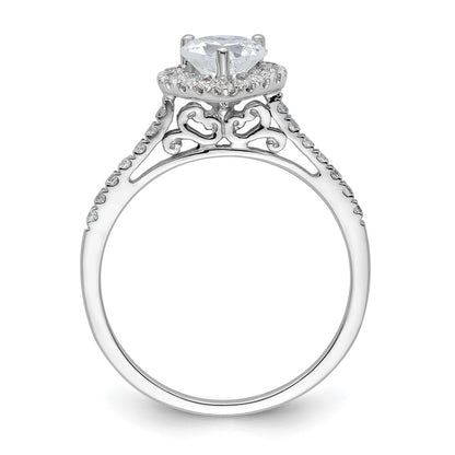 0.50ct. CZ Solid Real 14K White Gold Heart Halo Engagement Ring
