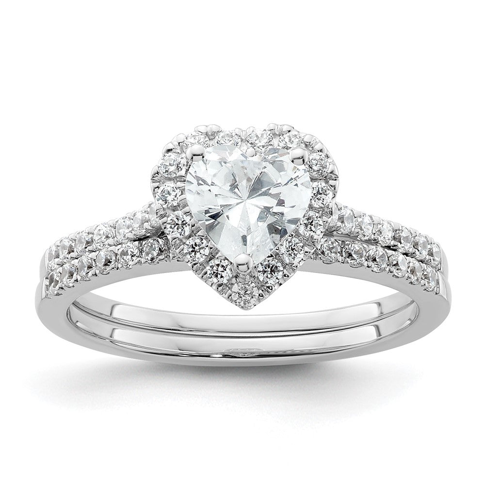 0.50ct. CZ Solid Real 14K White Gold Heart Halo Engagement Ring