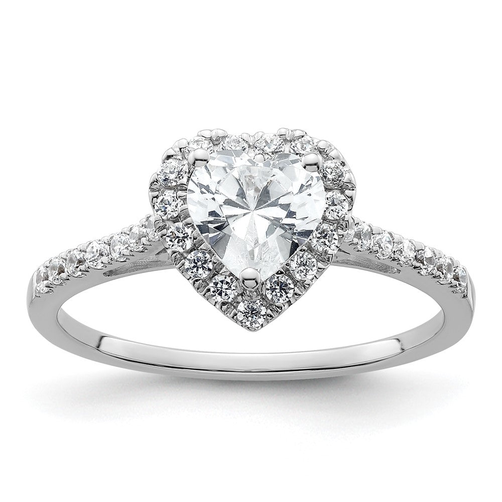 0.50ct. CZ Solid Real 14K White Gold Heart Halo Engagement Ring