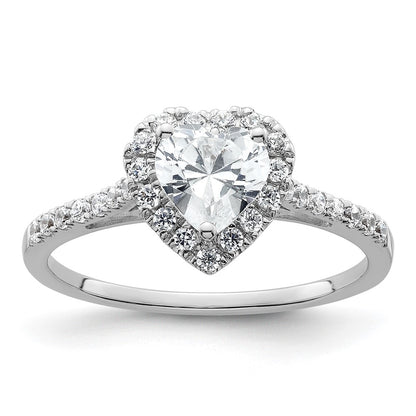0.50ct. CZ Solid Real 14K White Gold Heart Halo Engagement Ring
