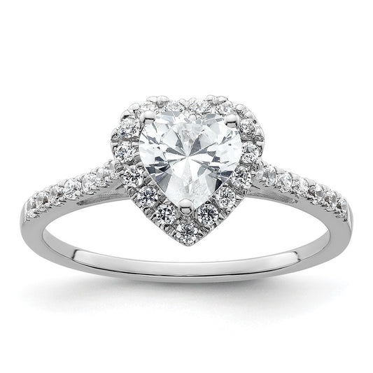 0.50ct. CZ Solid Real 14K White Gold Heart Halo Engagement Ring