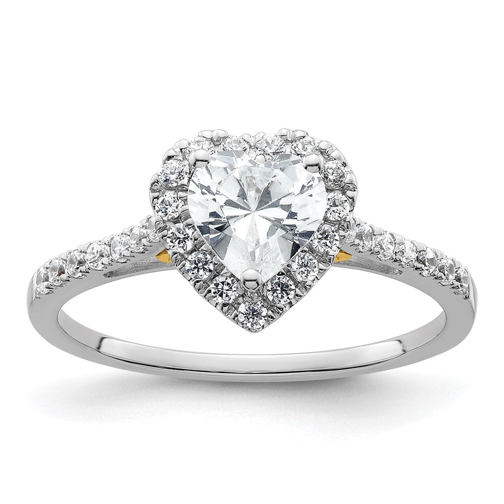 0.50ct. CZ Solid Real 14ktt Heart Halo Engagement Ring