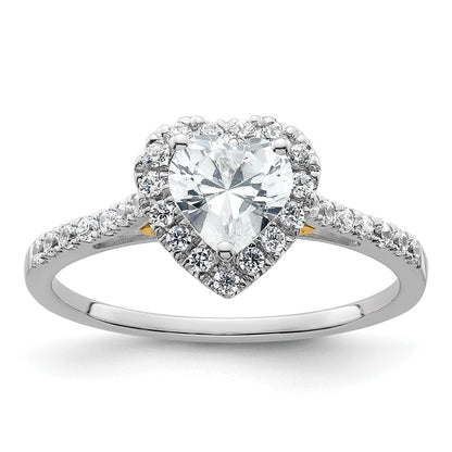 0.50ct. CZ Solid Real 14ktt Heart Halo Engagement Ring