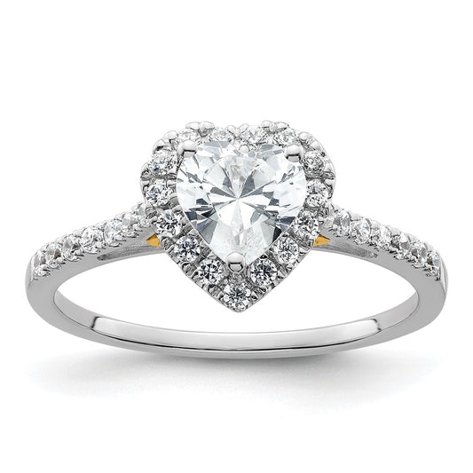 0.50ct. CZ Solid Real 14ktt Heart Halo Engagement Ring