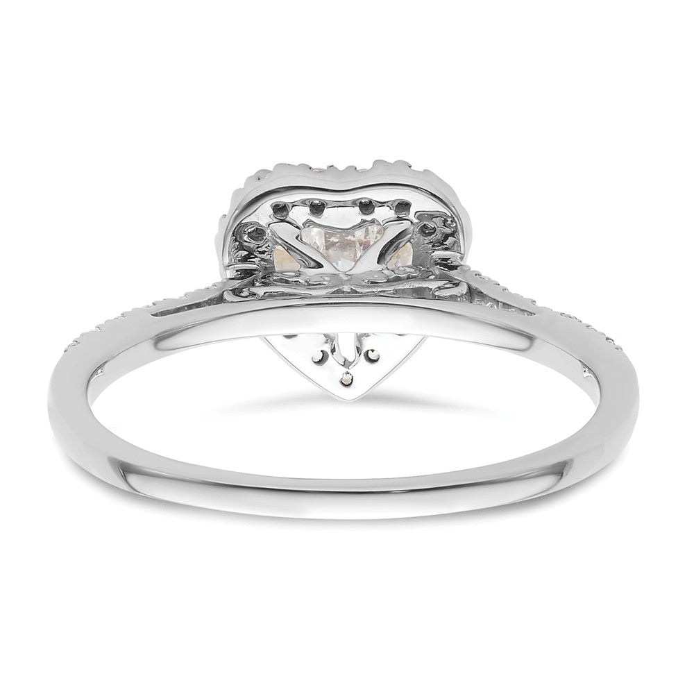 0.75ct. CZ Solid Real 14K White Gold Heart Halo Engagement Ring