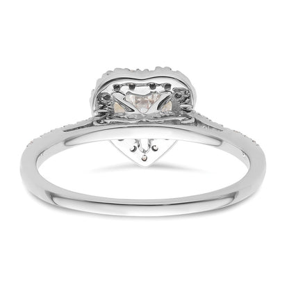 0.75ct. CZ Solid Real 14K White Gold Heart Halo Engagement Ring