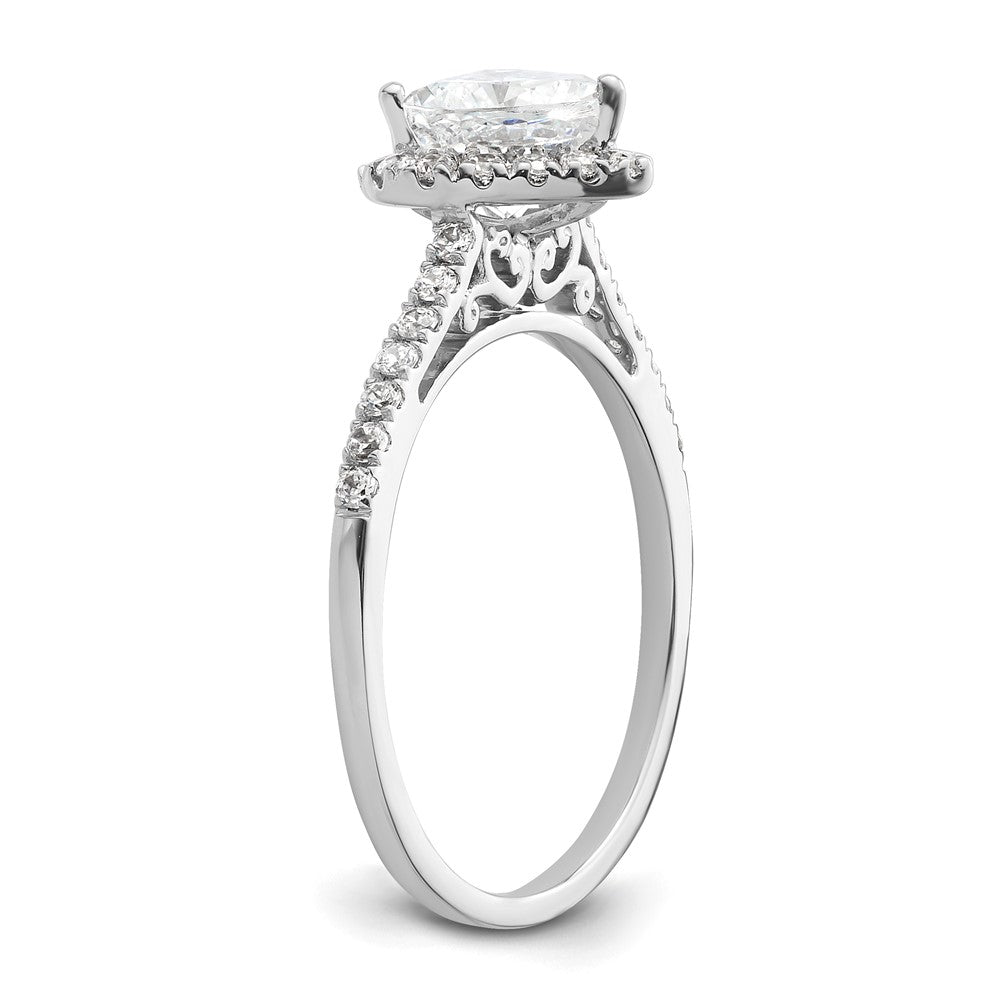 0.75ct. CZ Solid Real 14K White Gold Heart Halo Engagement Ring