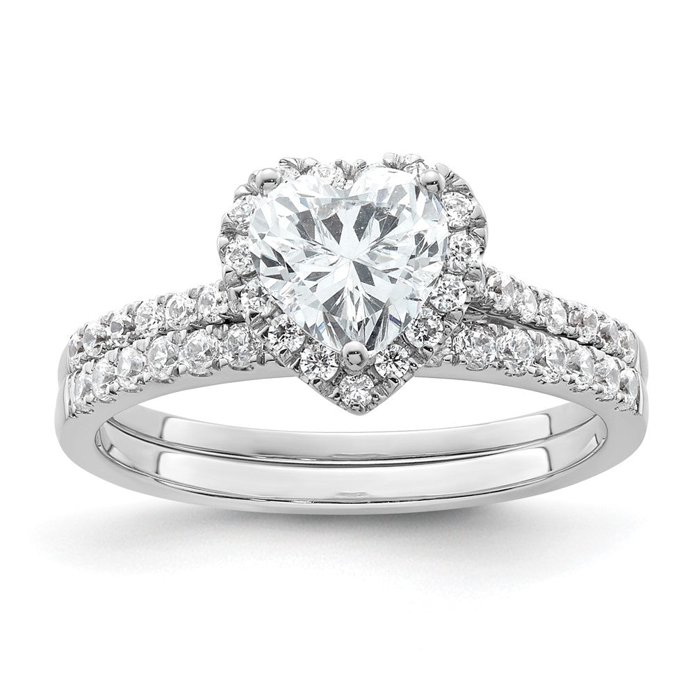 0.75ct. CZ Solid Real 14ktt Heart Halo Engagement Ring