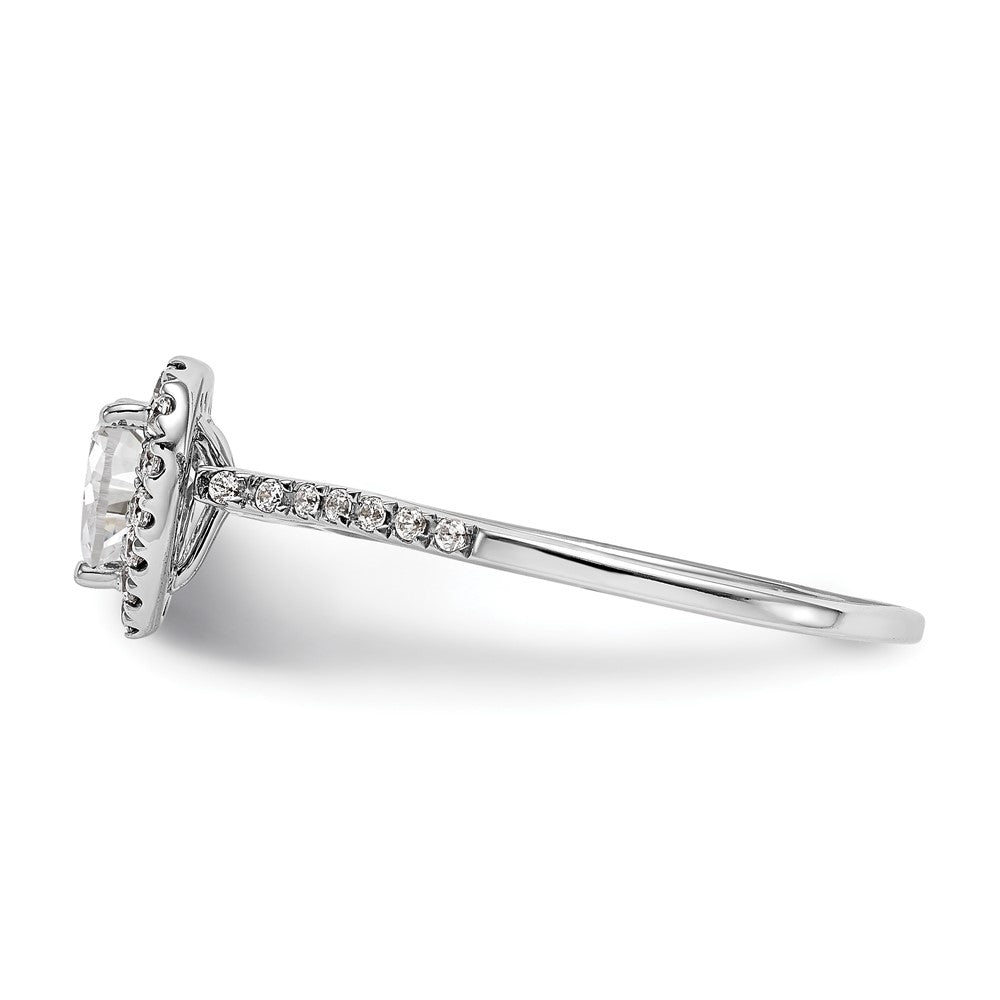 1.00ct. CZ Solid Real 14K White Gold Heart Halo Engagement Ring