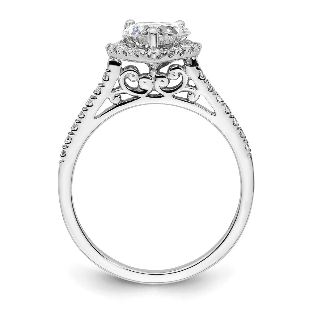 1/3 Ct. Natural Heart Shape Diamond Semi-mount Engagement Ring in 14K White Gold