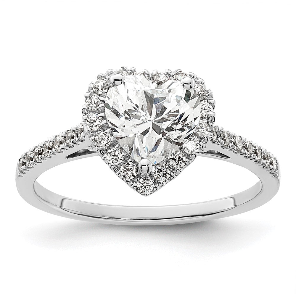 1/3 Ct. Natural Heart Shape Diamond Semi-mount Engagement Ring in 14K White Gold